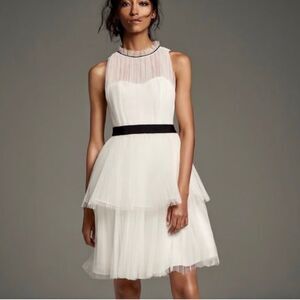 White by Vera Wang
Illusion High-Neck Tiered Tulle Dress-O13